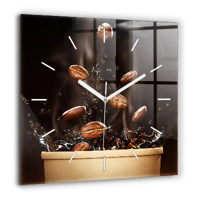 Négyzetes üvegóra 60x60 Forró kávé