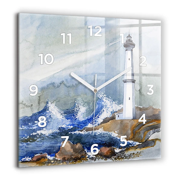 Szögletes fali üvegóra 60x60 Tenger és világítótorony