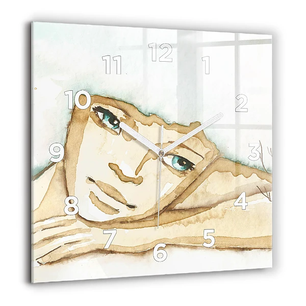 Négyzetes üvegóra 60x60 Női portré