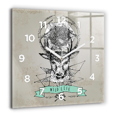 Szögletes fali üvegóra 60x60 Szarvas fej