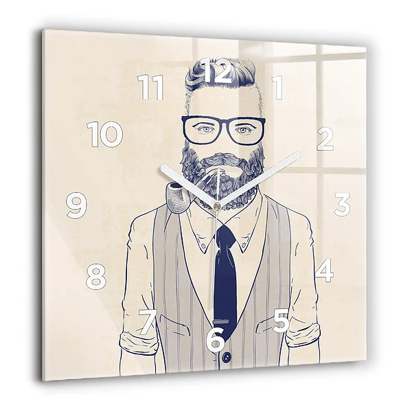 Négyzet alakú üvegóra 60x60 Szakállas férfi