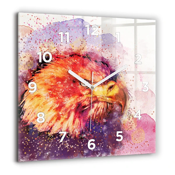 Négyzet alakú üvegóra 60x60 Akvarell sas
