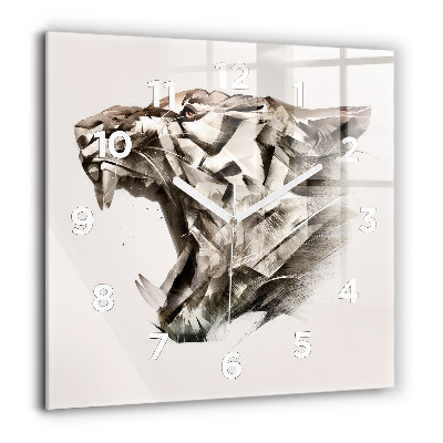 Négyzetes üvegóra 60x60 Festett portré egy tigris