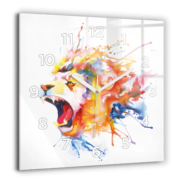Szögletes fali üvegóra 60x60 Oroszlán - akvarell