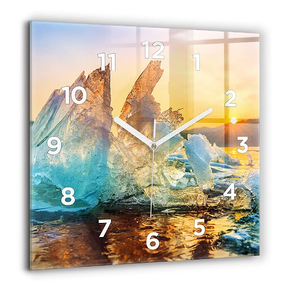 Szögletes fali üvegóra 60x60 Jéghegy és napfelkelte