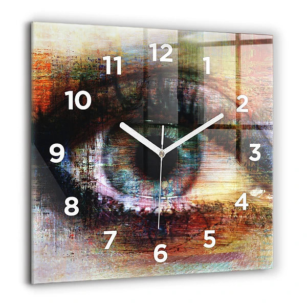 Szögletes üvegóra 60x60 Street art Eye