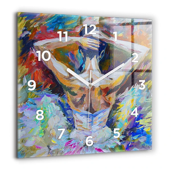 Szögletes üvegóra 60x60 Festett balerina