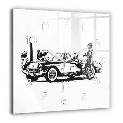 Szögletes fali üvegóra 60x60 Retro illusztráció