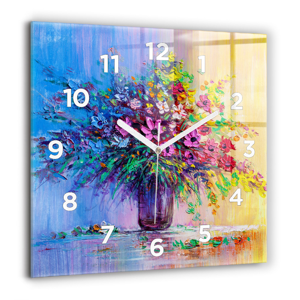 Négyzet alakú üvegóra 60x60 Virágok vázában