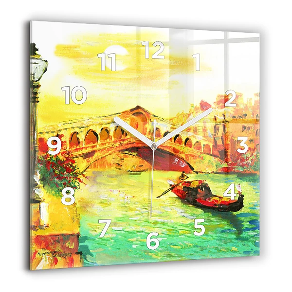 Szögletes üvegóra 60x60 Velence Rialto-híd