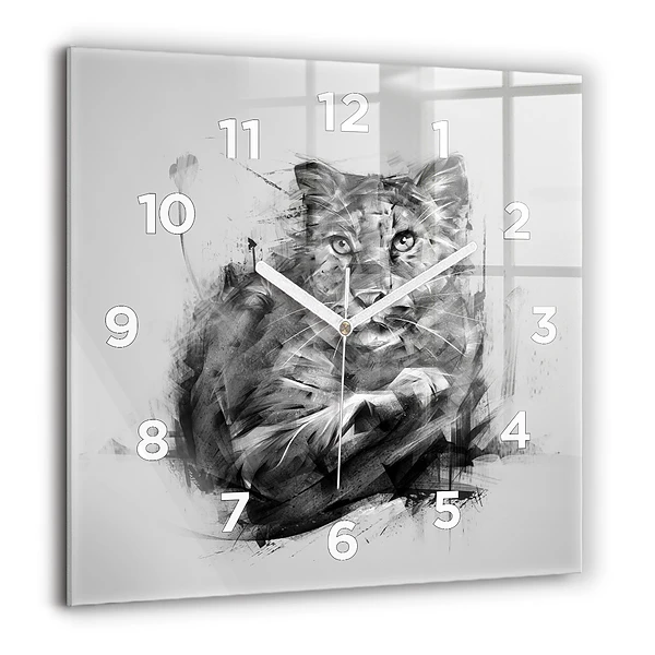 Szögletes fali üvegóra 60x60 Festett oroszlán