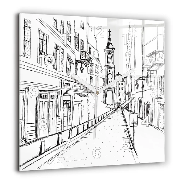 Négyzet alakú üvegóra 60x60 Város rajz Provence
