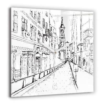 Négyzet alakú üvegóra 60x60 Város rajz Provence