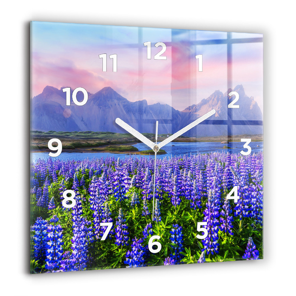Szögletes fali üvegóra 60x60 Hegyi kilátás Izland