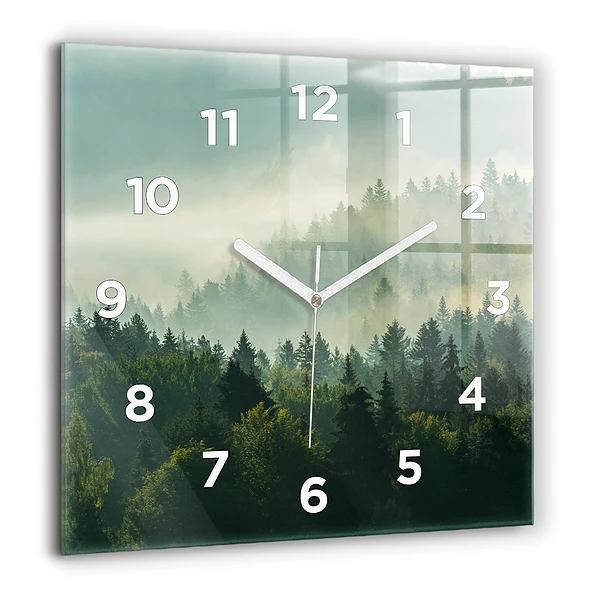 Szögletes fali üvegóra 60x60 Napfelkelte Beskids