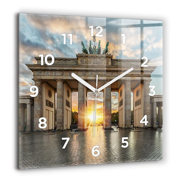 Négyzet alakú üvegóra 60x60 Brandenburgi kapu Berlinben