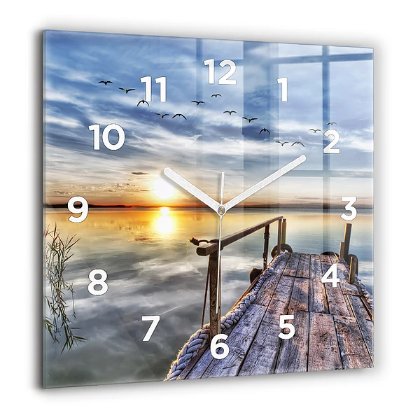 Szögletes fali üvegóra 60x60 Naplemente tó