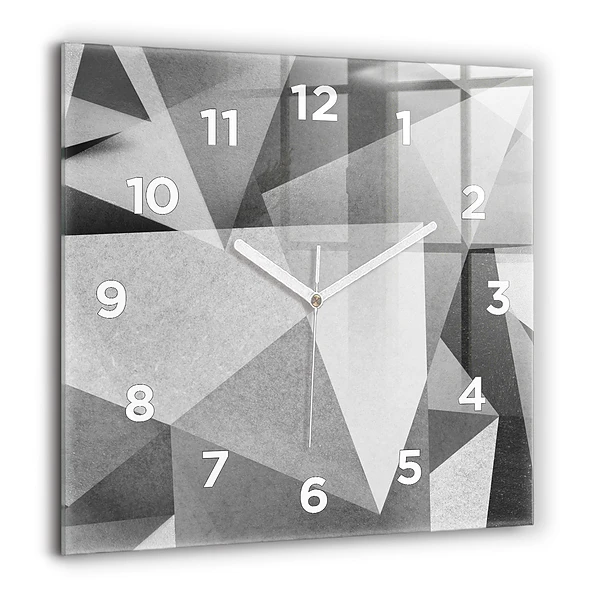 Négyzet alakú üvegóra 60x60 Szürke geometriai absztrakció