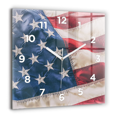 Négyzetes üvegóra 60x60 Amerikai zászló