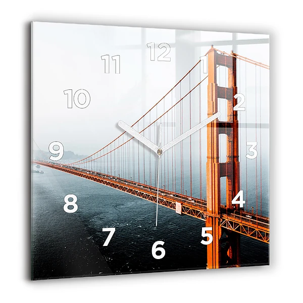 Négyzetes üvegóra 60x60 Golden Gate híd