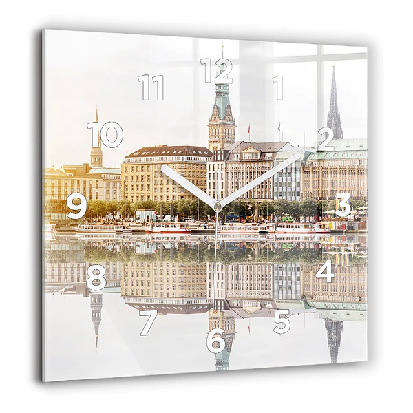 Szögletes üvegóra 60x60 Hamburg folyó Németországban