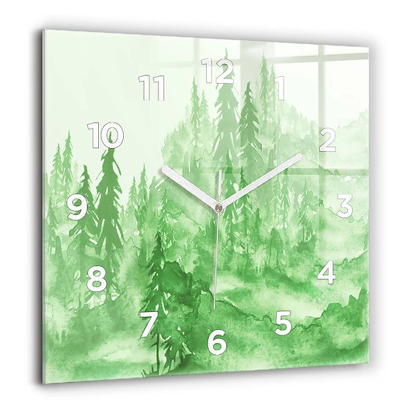 Szögletes üvegóra 60x60 Festmény egy zöld erdőről