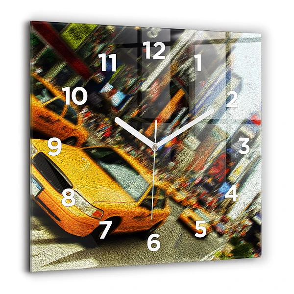 Négyzetes üvegóra 60x60 New York-i taxik