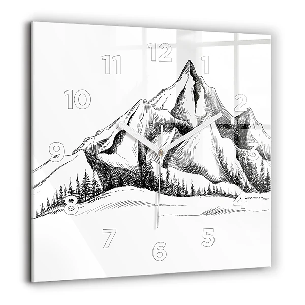 Szögletes fali üvegóra 60x60 Rajzolt hegyek