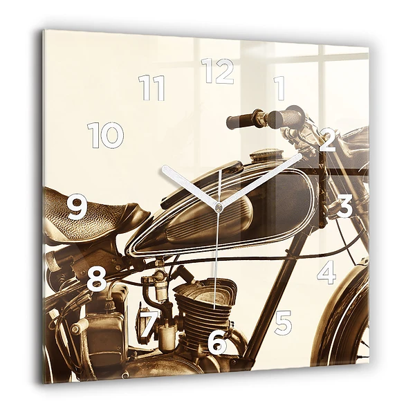 Szögletes fali üvegóra 60x60 Szepia motorkerékpár Szüreti