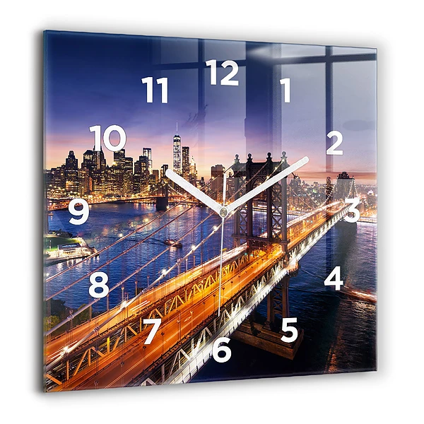 Négyzetes üvegóra 60x60 New York és a naplemente