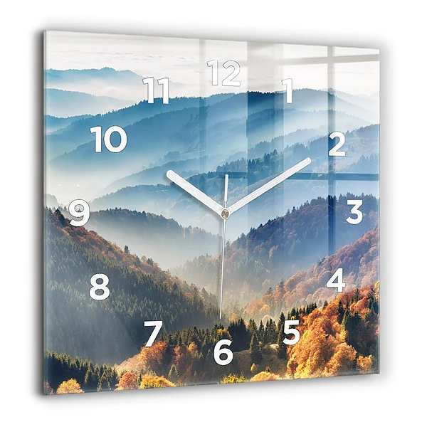 Négyzetes üvegóra 60x60 Hegyi táj