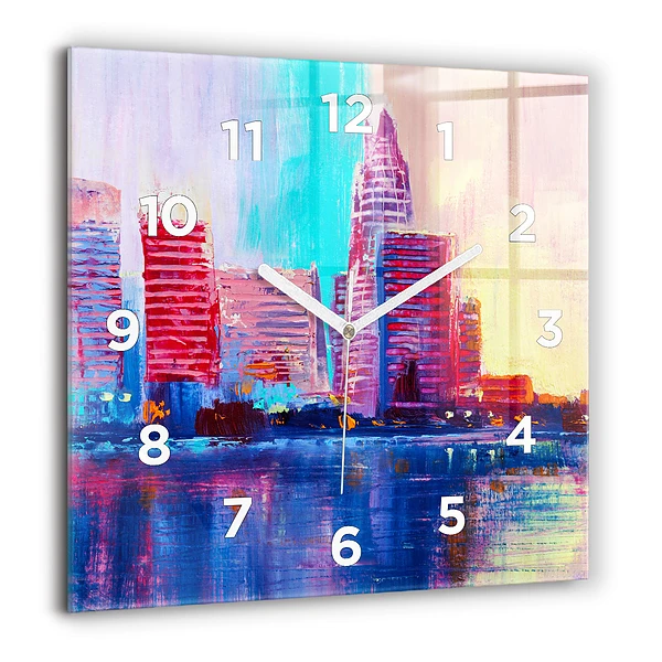 Szögletes üvegóra 60x60 Felhőkarcolók absztraktja