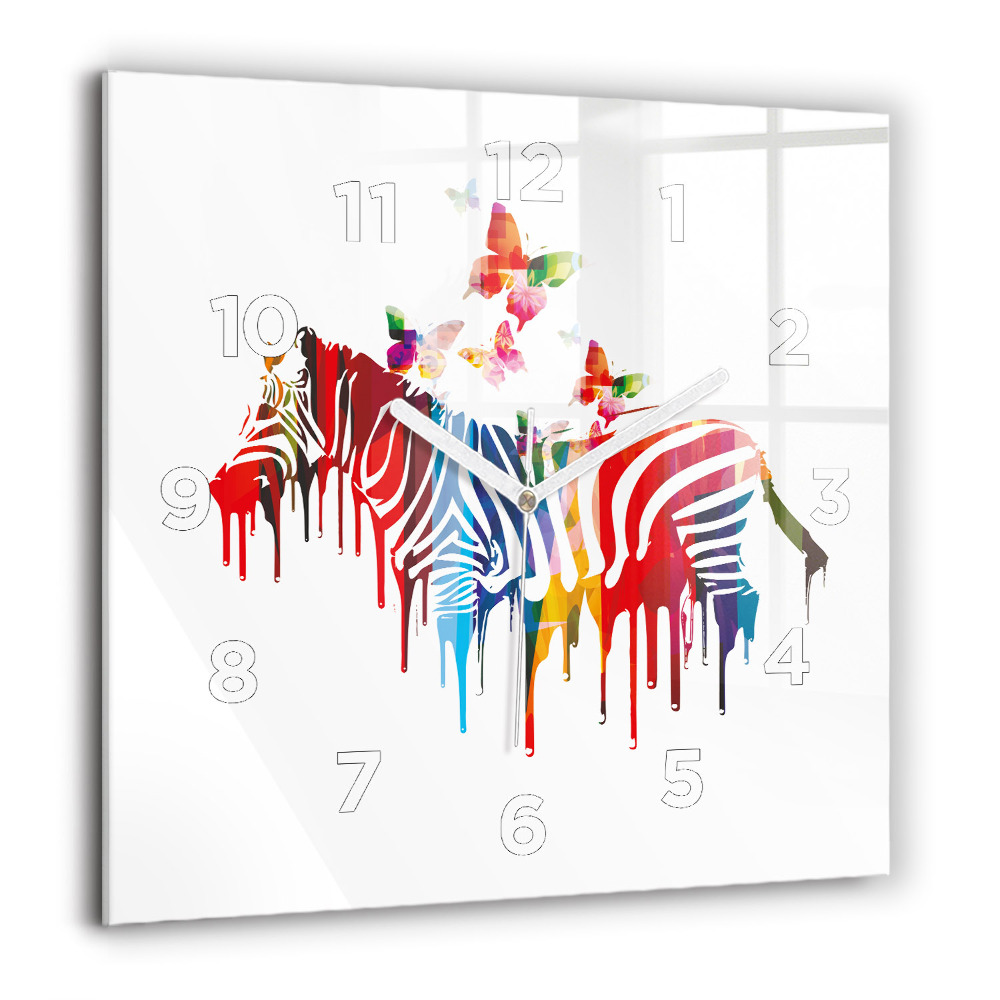 Szögletes fali üvegóra 60x60 Színes zebra