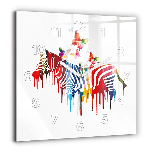 Szögletes fali üvegóra 60x60 Színes zebra