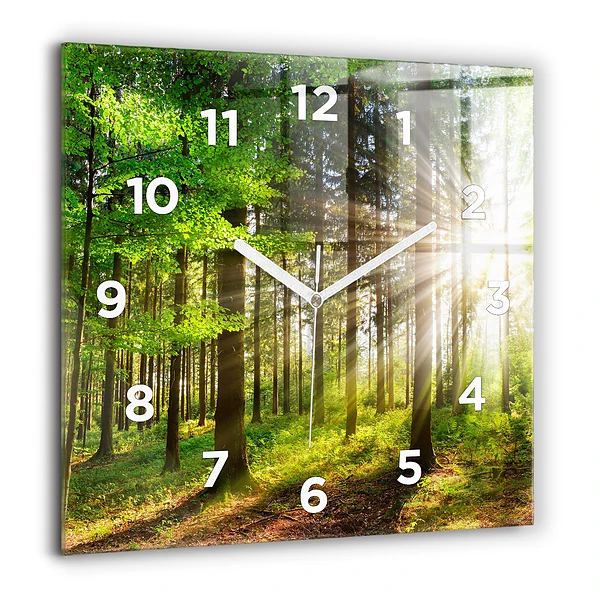Négyzet alakú üvegóra 60x60 Erdei napfelkelte