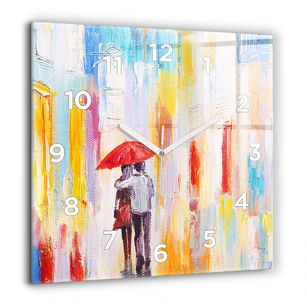 Szögletes üvegóra 60x60 Pár az esőben