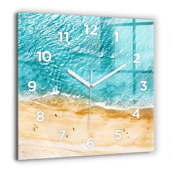 Négyzet alakú üvegóra 60x60 Tengerparti emberek