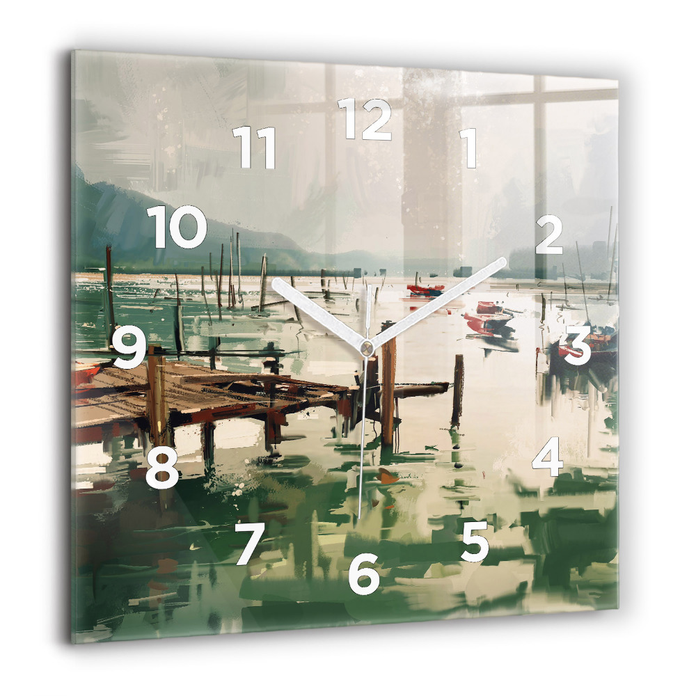 Négyzet alakú üvegóra 60x60 Halászhajók a kikötőben