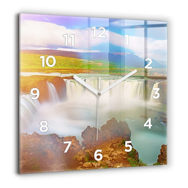 Szögletes üvegóra 60x60 Godafoss Izlandon