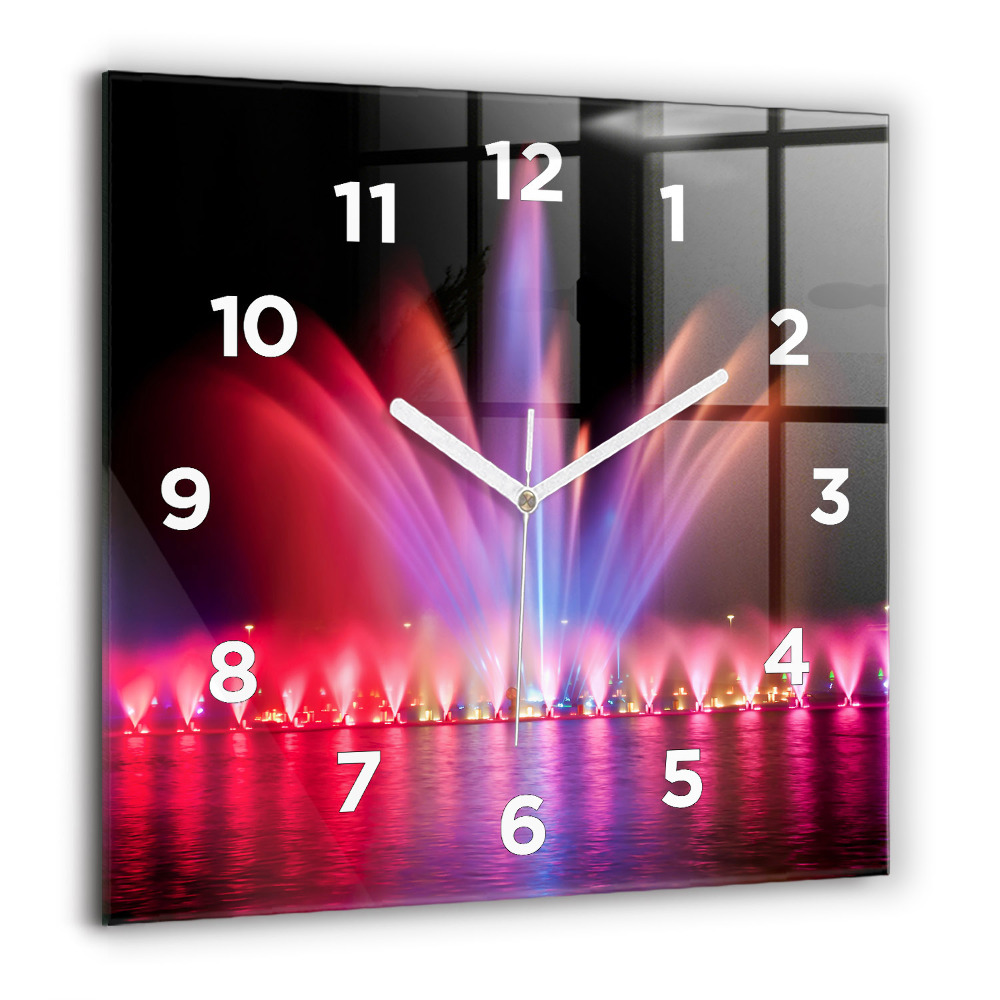 Négyzet alakú üvegóra 60x60 Wrocławi szökőkút éjszaka