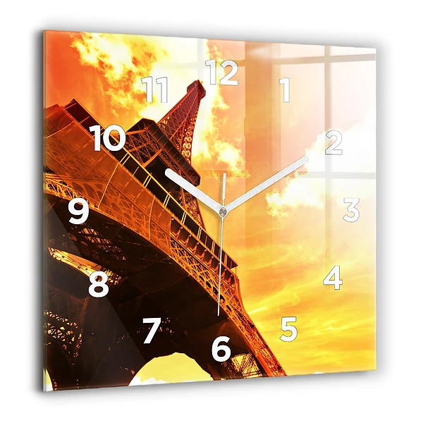 Szögletes fali üvegóra 60x60 Eiffel-torony Párizsban