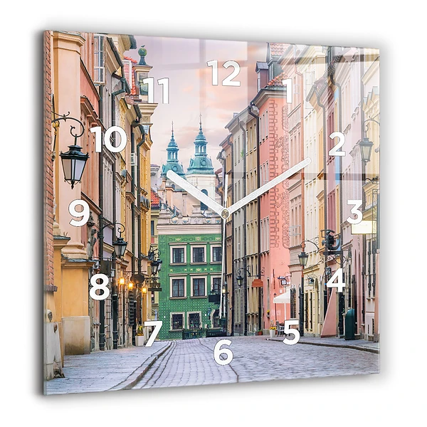 Négyzetes üvegóra 60x60 Varsó óvárosa