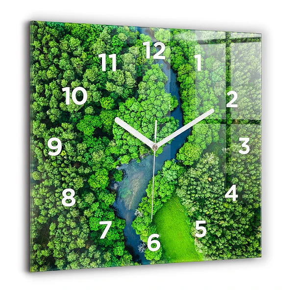 Négyzetes üvegóra 60x60 Folyó az erdőben