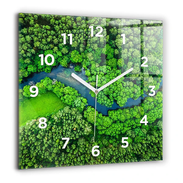 Négyzet alakú üvegóra 60x60 Folyó az erdőben