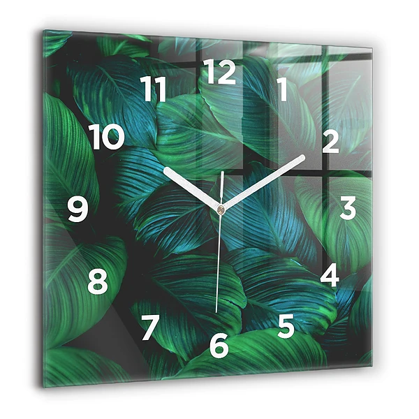 Négyzetes üvegóra 60x60 Természet levelek
