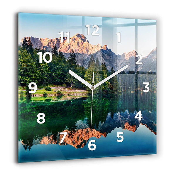 Négyzetes üvegóra 60x60 Tavas táj
