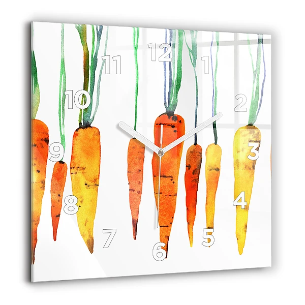 Szögletes üvegóra 60x60 A sárgarépa illusztrációja