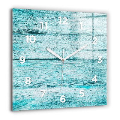 Négyzetes üvegóra 60x60 Kék régi fa