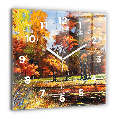 Szögletes üvegóra 60x60 Őszi táj folyóval