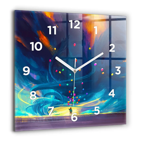 Szögletes üvegóra 60x60 Gyermek és léggömbök